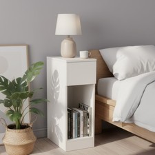 20cm Slim Bedside Table, White