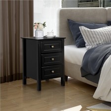 Black Bedside Table Chest of 3