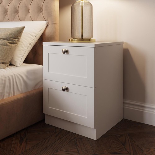 Panelled white nightstand - panelled, 2