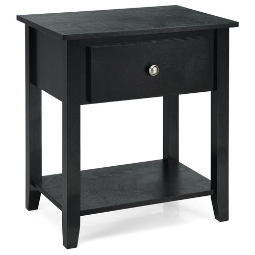 Wood bedside table with drawer - wood,
