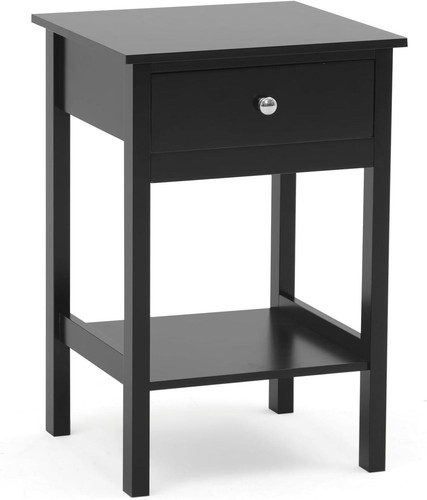 Black bedside table - black,