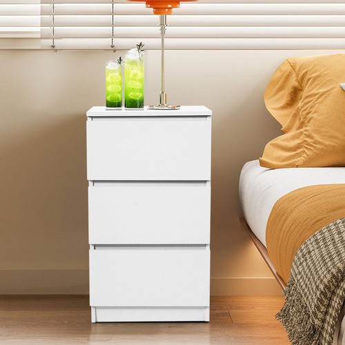 Wooden white bedside table - wooden,
