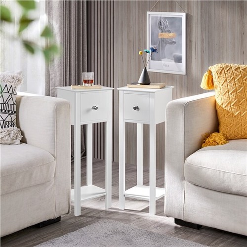 White bedside tables - white,